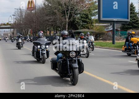 Sofia, Bulgarien - 25. März 2023: Offizielle Eröffnung der Sommermotorradsaison in Sofia, Bulgarien Stockfoto