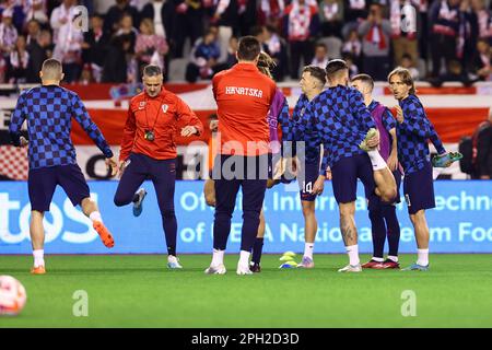 Split, Kroatien. 25. März 2023. SPLIT, KROATIEN - MÄRZ 25: Schulung der kroatischen Mannschaft vor Beginn des UEFA EURO 2024 Qualifikationsrunden-Spiels der Gruppe D zwischen Kroatien und Wales am 25. März 2023 im Stadion Poljud in Split, Kroatien. Foto: Miroslav Lelas/PIXSELL Credit: Pixsell/Alamy Live News Stockfoto