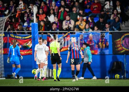 Barcelona, Spanien. 25. März 2023. Während eines Spiels der Liga F zwischen dem FC Barcelona Femeni und Real Madrid FEM am 25. März 2023 im Estadi Johan Cruyff in Barcelona, Spanien. (Foto/Felipe Mondino) Kredit: Unabhängige Fotoagentur/Alamy Live News Stockfoto