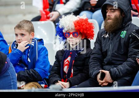 24-03-2023: Sport: Frankrijk vs Nederland PARIS, NIEDERLANDE - MÄRZ 24: Fans Frankreichs während des Spiels European Qualifier Group B Euro 2024 Frankreich Stockfoto