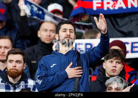 24-03-2023: Sport: Frankrijk vs Nederland PARIS, NIEDERLANDE - MÄRZ 24: Fans Frankreichs während des Spiels European Qualifier Group B Euro 2024 Frankreich Stockfoto