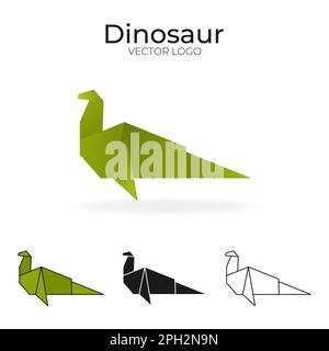 Origami-Vektor-Logo und Symbol mit Dinosaurier. Stock Vektor