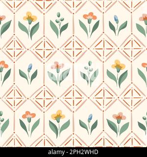 Zartes Chinz Romantisches Wiesen Wildblumen-Vektor Nahtloses Muster Stock Vektor