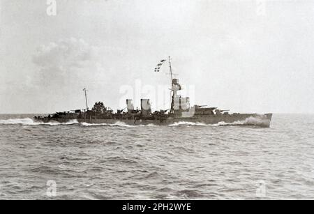 Der Royal Navy Light Cruiser HMS Danae in der Ostsee, 1921. Stockfoto