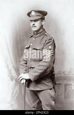 Porträt aus der Zeit des Ersten Weltkriegs ein britischer Soldat, ein Sergeant der Königlichen Ingenieure, Stockfoto