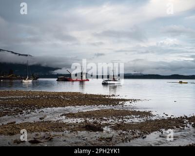 BC00737-00...BRITISH COLUMBIA - Morgenruhe in der Saltery Bay am südlichen Ende des Sunshine Coast Trail. Stockfoto