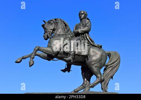 Reiterstatue von Napoleon I (1769-1821), Kaiser der Franzosen, in Rouen (seine-Maritime), Normandie, Frankreich Stockfoto