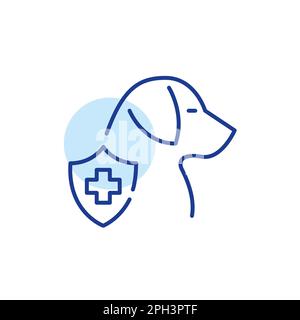 Hundemedizin. Tierärztliche Klinikversicherung. Pixelgenaue, bearbeitbare Konturlinie Stock Vektor