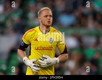 Austin, Texas, USA: 25. März 2023: Torwart William Yarbrough (22) der Colorado Rapids bei einem Major League-Fußballspiel am 25. März 2023 in Austin, Texas. (Kreditbild: © Scott Coleman/ZUMA Press Wire) NUR REDAKTIONELLE VERWENDUNG! Nicht für den kommerziellen GEBRAUCH! Kredit: ZUMA Press, Inc./Alamy Live News Stockfoto