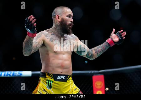 SAN ANTONIO, TEXAS - 25. MÄRZ: Marlon Vera in seinem Bantamweight-Kampf während der UFC Fight Night im AT&T Center am 25. März 2023 in San Antonio, Texas, USA. (Foto: Louis Grasse/PxImages) Stockfoto