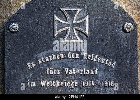 Maegdesprung Gedenksteinopfer fielen im Weltkrieg Stockfoto