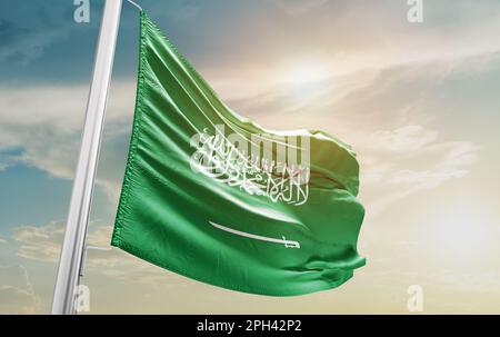 Saudi-Arabien-Nationalflagge winkt. Stockfoto