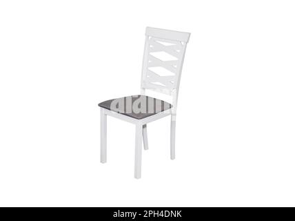 Holzstuhl mit 45 Grad auf weißem Hintergrund. Innenelement Stockfoto