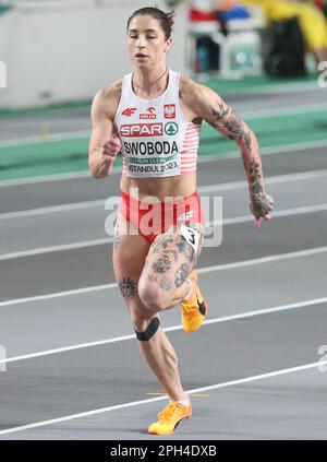 Ewa SWOBODA aus Polen 60m. Halbfinale der Frauen während der Europameisterschaft der Leichtathletik in der Halle 2023 am 4 2023. März in der Atakoy Arena in Istanbul, Türkei – Photo Laurent Lairys / DPPI Stockfoto