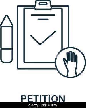 Symbol für Petitionszeile. Einfaches Element aus der Sammlung sozialer Aktivitäten. Gliederungssymbol für kreative Petitionen für Webdesign, Vorlagen, Infografiken und mehr Stock Vektor
