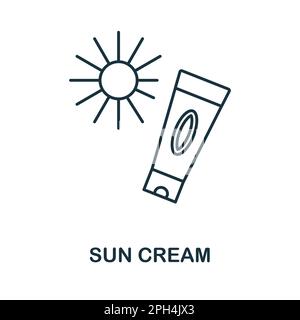 Symbol für Sun Cream Line. Einfarbiges einfaches Sun Cream-Symbol für Vorlagen, Webdesign und Infografiken Stock Vektor