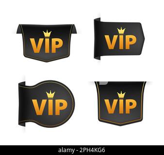 Schwarzes Band mit Text VIP. Banner Band Label VIP Club Stock Vektor