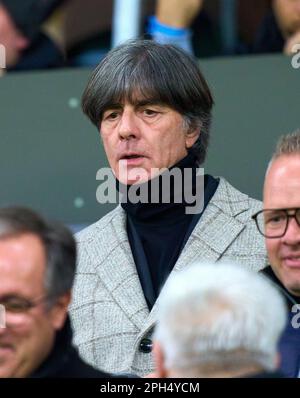 Joachim Jogi Löw, ehemaliger DFB-Cheftrainer, im Freundschaftsspiel DEUTSCHLAND - PERU 2-0 Vorbereitung auf die Europameisterschaft 2024 in Deutschland, Staffel 2022/2023, am 25. März 2023 in Mainz, Deutschland. © Peter Schatz / Alamy Live News Stockfoto