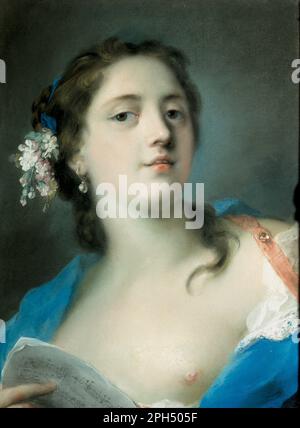 The Singer Faustina Bordoni (1697-1781) mit einem Musical Score zwischen 1724 und 1725 von Rosalba Carriera Stockfoto