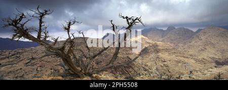 Blick über die Landschaft der Berge von Jabal Abu Mahmoud, Südjordanien, Naher Osten Stockfoto