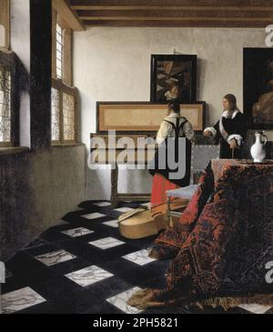 Lady at the Jungginal with a Gentleman, „The Music Lesson“ (c.1662-1665) von Johannes Vermeer Stockfoto