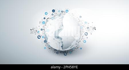 Moderne Futuristischen maschinelles Lernen, Künstliche Intelligenz, Cloud Computing und IoT Netzwerke Design Konzept mit angeschlossenen Symbole, Network Mesh Stock Vektor