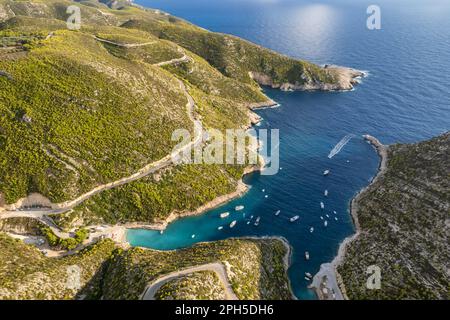 Porto Vromi Bay Landschaft auf Zakynthos Insel, Ionisches Meer, Griechenland. Stockfoto