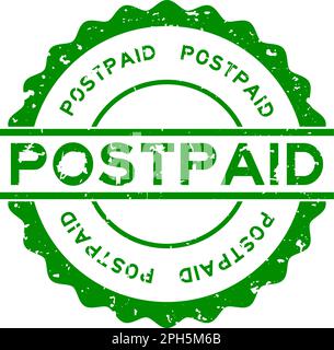 Grunge grün postpaid Wort rund Gummisiegelstempel auf weißem Hintergrund Stock Vektor