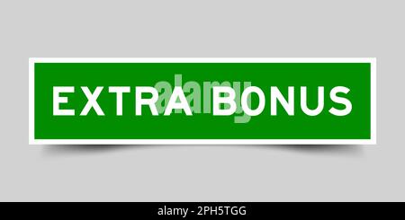 Grüner Aufkleber in quadratischer Form mit zusätzlichem Wort auf grauem Hintergrund Stock Vektor