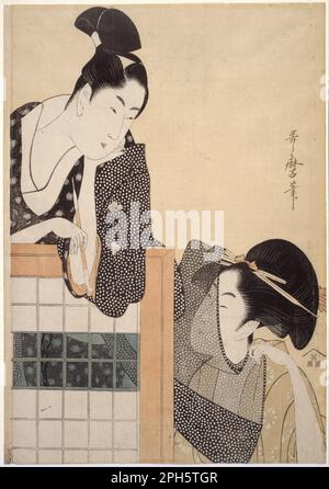 Paar mit einem Standschirm ca. 1797 (Kansei 9) von Kitagawa Utamaro Stockfoto