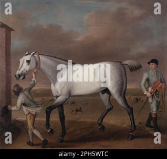 Das graue Rennpferd des Herzog von Hamilton, „Victorious“, in Newmarket, etwa 1725 von John Wootton Stockfoto