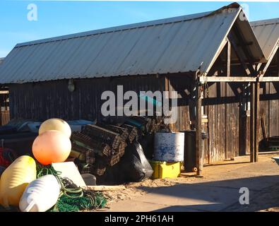 Fisher Hütten der Insel Culatra bei Olhao Portugal Stockfoto