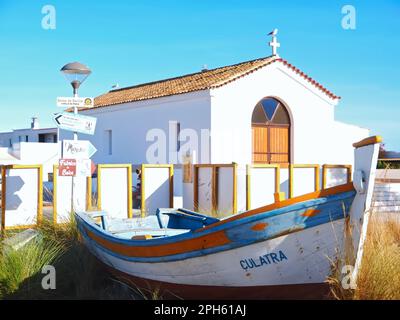 Kirche der Insel Culatra in der Nähe von Olhao Portugal Stockfoto