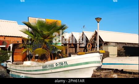 Fisher Hütten der Insel Culatra bei Olhao Portugal Stockfoto