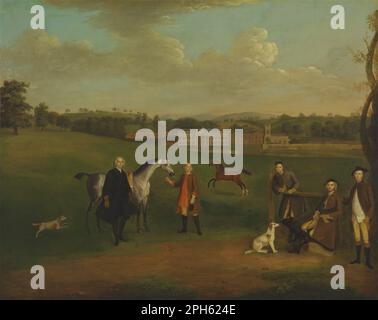 Leak Okeover, Rev. John Allen und Captain Chester in Okeover Hall, Staffordshire, zwischen 1745 und 1747 von Arthur Devis Stockfoto