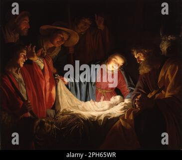 Die Verehrung der Hirten um 1622 von Gerard van Honthorst Stockfoto