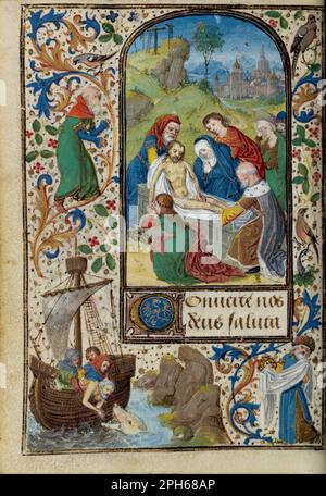 Das Entombment um 1471 von Lieven van Lathem Stockfoto