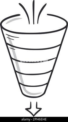 Verkauf, Marketing-Trichter-Doodle. Symbol für handgezeichnete Skizzen bei der Konvertierung von Trichtern. Business-Marketing, Verkauf, gezeichnetes Konzept. Vektordarstellung. Stock Vektor