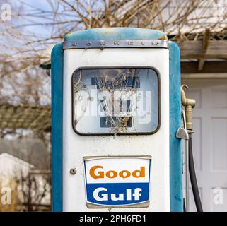 Eine Antique Gulf-Gaspumpe Stockfoto