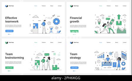 Effektives Teamwork, Brainstorming und strategische Organisation für Finanzwachstum sind eine Vektordarstellung. Cartoon Tiny People arbeiten mit Projekten und Datenberichten, Arbeitsabläufen und Methoden von Entwicklern Stock Vektor