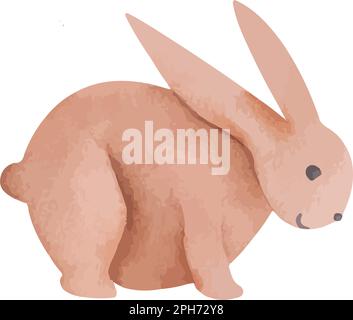 Abbildung eines süßen osterhasen. Süßes, stilisiertes Häschen im Aquarellstil. Stock Vektor