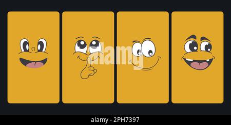 Lustige Cartoon Emoticon Lächeln Smartphone Tapete. Vektordarstellung. Stock Vektor