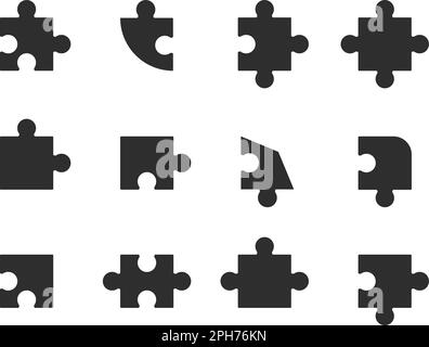 Puzzleteile. Puzzlefliesen isoliert auf weißem Puzzlesymbol für Geschäftsdesigns Stock Vektor