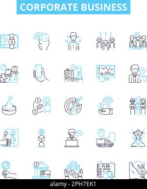 Symbole für Unternehmensvektorlinien festgelegt. Firma, Geschäft, Unternehmen, Management, Organisation, Profit, Industries Illustration Konzept Stock Vektor