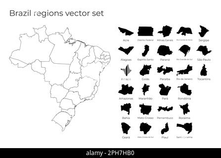 Karte Brasilien mit Formen von Regionen. Leere Vektorkarte des Landes mit Regionen. Grenzen des Landes für Ihre Infografik. Vektorabbildung. Stock Vektor