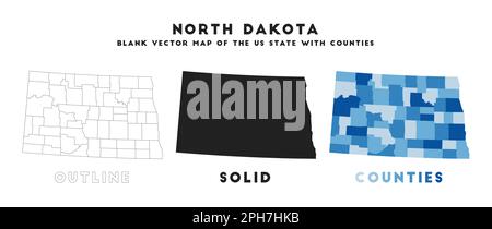 North Dakota Karte. Borders of North Dakota für Ihre Infografik. Vektor US-Statusform. Vektorabbildung. Stock Vektor