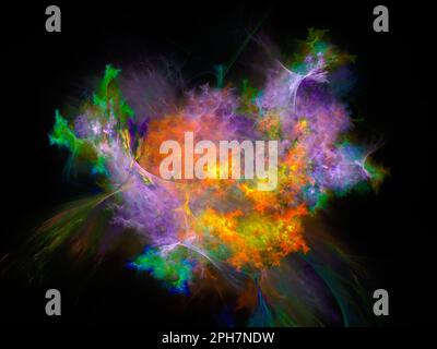 Betreten Sie das bezaubernde Reich der künstlichen Fractals begeben Sie sich auf eine Reise unendlicher Komplexität und entdecken Sie die faszinierende Schönheit von Mathematikdesign Stockfoto