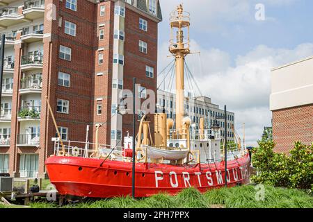 Virginia Portsmouth Lightship Museum, historische Ausstellungsausstellung Sammlung Boot Schiff Stockfoto