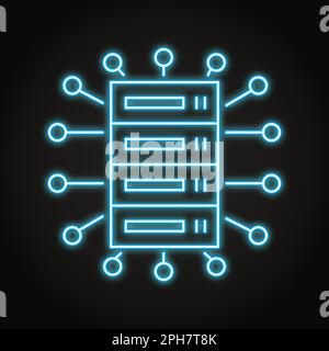 Big-Data-Neon-Symbol in Linienform. Verbindung zur Server-Datenbank, globales Netzwerk. Vektordarstellung. Stock Vektor
