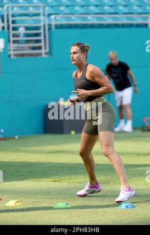 MIAMI GARDENS, FLORIDA - 26. MÄRZ: Aryna Sabalenka im Hard Rock Stadium am 26. März 2023 in Miami Gardens, Florida. Menschen: Aryna Sabalenka Kredit: Storms Media Group/Alamy Live News Stockfoto